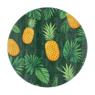 Planche À Découper Motif de feuilles d'ananas tropical