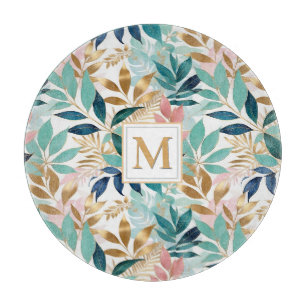 Planche À Découper Motif de feuilles jolies été pastel élégant chic