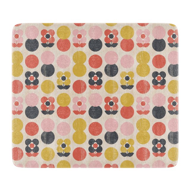 Planche À Découper Motif de fleur moderne de la moitié du siècle (Devant)