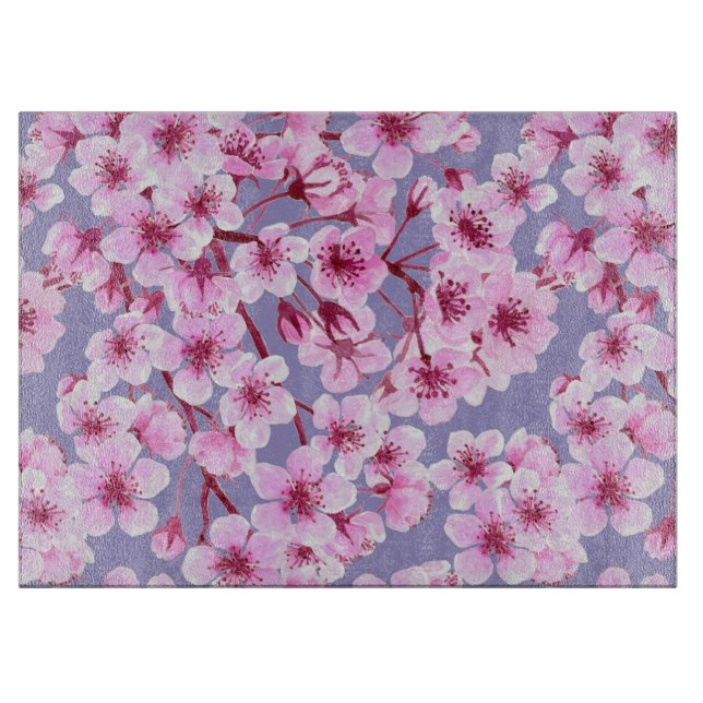Planche À Découper Motif de fleurs de cerisiers (Devant)