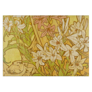 Planche À Découper Motif de fleurs de lys d'Alphonse Mucha : Art nouv
