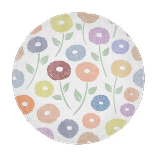 Planche À Découper Motif de fleurs floues pastel sur fond blanc