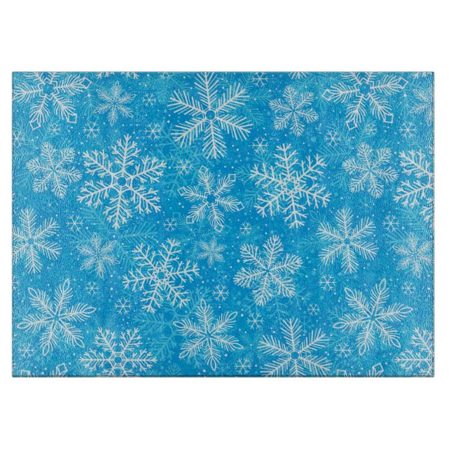 Planche À Découper Motif de flocons blancs (Devant)