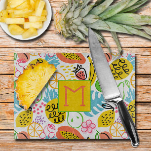 Planche À Découper Motif de fruits d'été monogramme