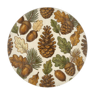 Planche À Découper Motif de Gland de Chêne et de Cône de Pin d'Automn