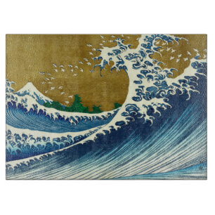 Planche À Découper Motif de la Grande Vague de Hokusai : Art Ukiyo-e