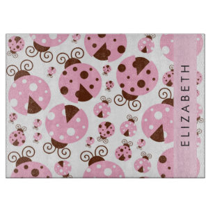 Planche À Découper Motif De Ladybugs, Ladybugs Rose, Votre Nom
