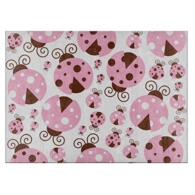 Planche À Découper Motif De Ladybugs, Mignons Ladybugs, Pink Ladybugs (Devant)