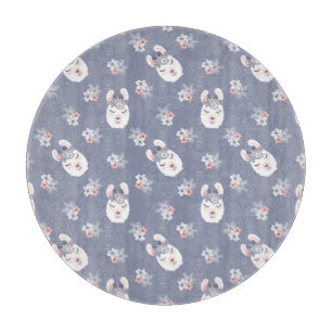 Planche À Découper Motif de lamas et de fleurs