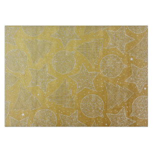 Planche À Découper Motif de Noël or et blanc