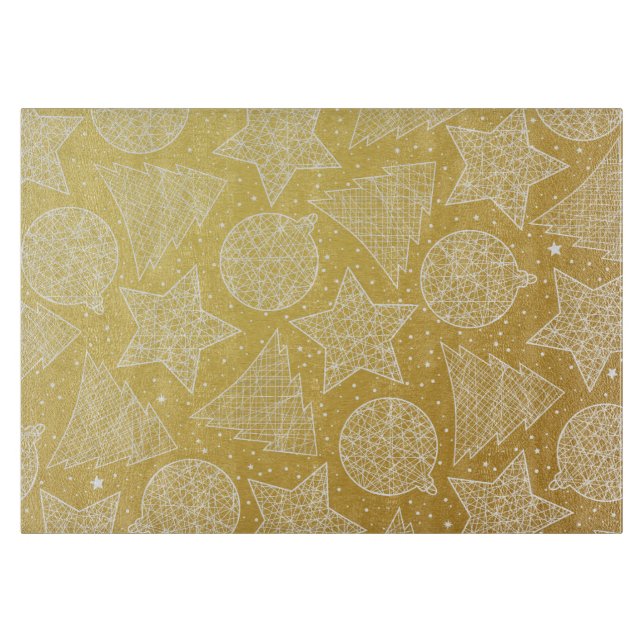 Planche À Découper Motif de Noël or et blanc (Devant)