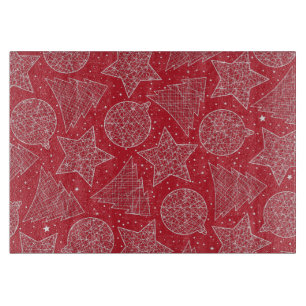 Planche À Découper Motif de Noël rouge et blanc