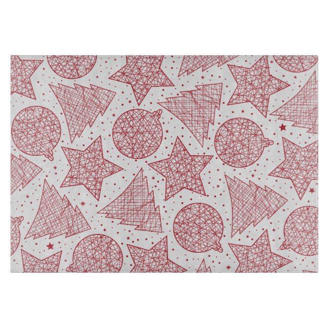 Planche À Découper Motif de Noël rouge et blanc (Devant)