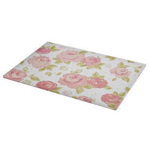 Planche À Découper Motif de papier peint d'élégance des roses roses 3