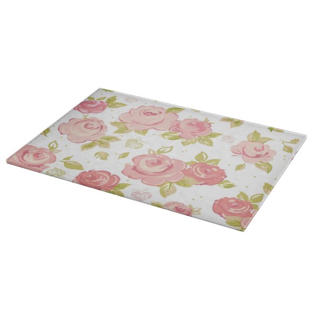 Planche À Découper Motif de papier peint d'élégance des roses roses 3 (Coin)
