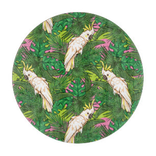 Planche À Découper Motif de perroquets avec Feuilles de palme