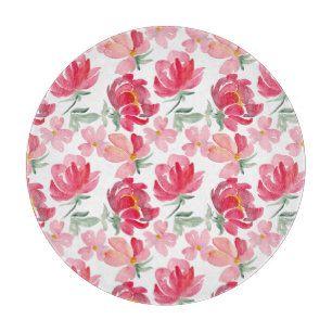 Planche À Découper Motif de pivoine d'aquarelle