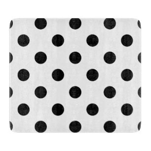 Planche À Découper Motif de point noir et blanc de polka