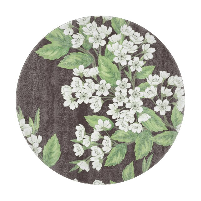 Planche À Découper Motif de printemps, branches vertes sans soudure. (Devant)