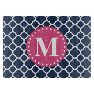 Planche À Découper Motif de Quatrefoil de la marine rose