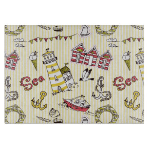 Planche À Découper Motif de scène de la plage de Cute