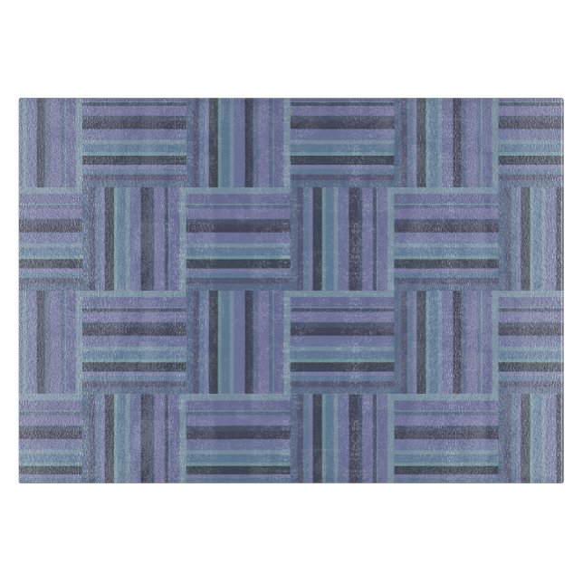 Planche À Découper Motif de tissage à rayures bleu-gris (Devant)