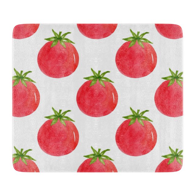 Planche À Découper Motif de tomate aquarelle (Devant)