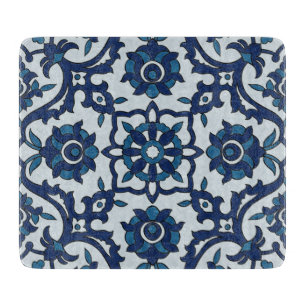 Planche À Découper Motif de tuiles florales Azulejos bleu-portugais
