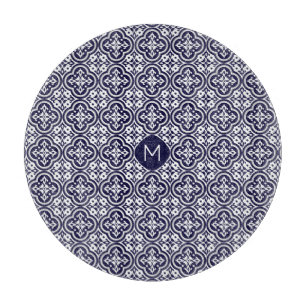 Planche À Découper Motif de tuiles portugaises Monogramme personnalis