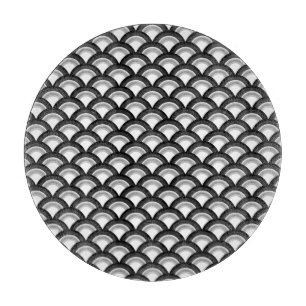 Planche À Découper Motif de vague d'art déco - noir et blanc