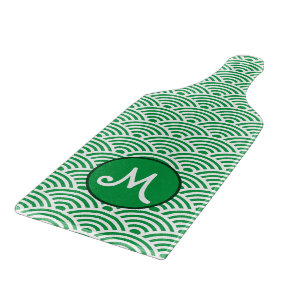Planche À Découper Motif de vague japonais et monogramme