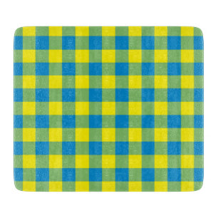Planche À Découper Motif de vérification de la plaid bleu jaune vert