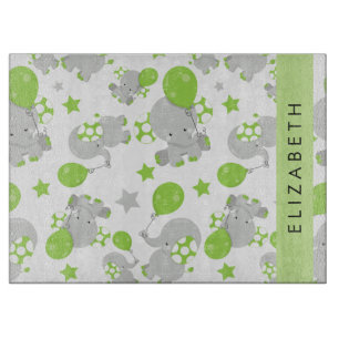 Planche À Découper Motif D'Eléphants, Eléphants Mignons, Votre Nom