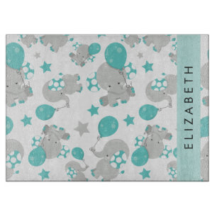 Planche À Découper Motif D'Eléphants, Eléphants Mignons, Votre Nom