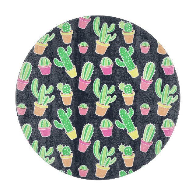 Planche À Découper Motif des cactus à aquarelle de Neon (Devant)