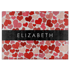 Planche À Découper Motif Des Coeurs, Coeurs Rouges, Amour, Votre Nom