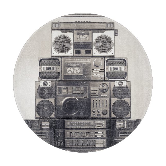 Planche À Découper Motif des enregistreurs de cassettes des années 80 (Devant)