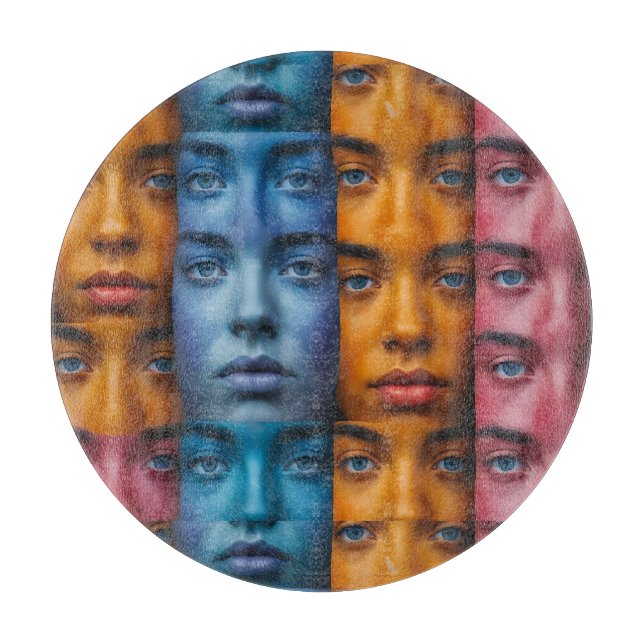 Planche À Découper Motif des faces colorées (Devant)