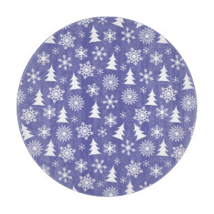 Planche À Découper Motif des flocons de neige et des pins