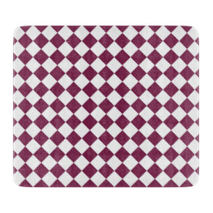 Planche À Découper Motif diamant à carreaux blancs et bordeaux