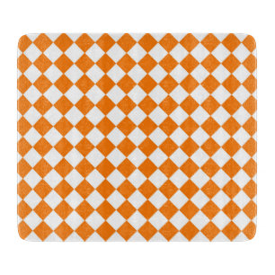 Planche À Découper Motif diamant à carreaux orange et blanc