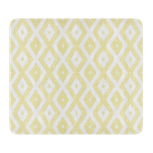 Planche À Découper Motif diamant jaune pâle et blanc
