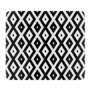 Planche À Découper Motif diamant noir et blanc