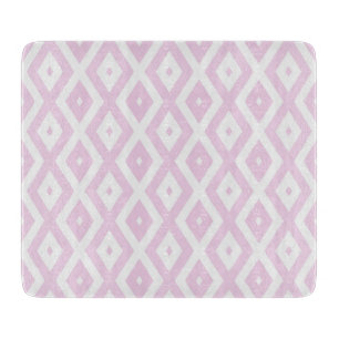 Planche À Découper Motif diamant rose pâle et blanc