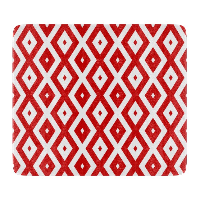 Planche À Découper Motif diamant rouge et blanc (Devant)
