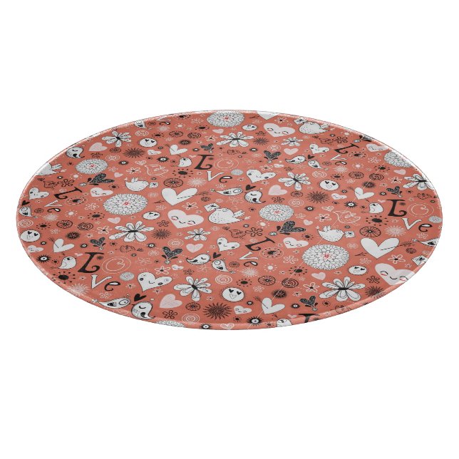 Planche À Découper Motif d'inséparables (Coin)