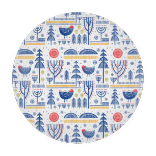 Planche À Découper Motif d'oiseau d'hiver d'art populaire