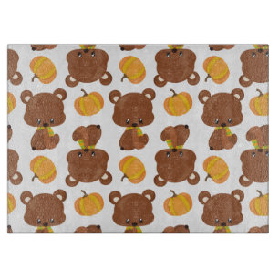 Planche À Découper Motif D'Ours, Ours Mignons, Automne, Citrouille