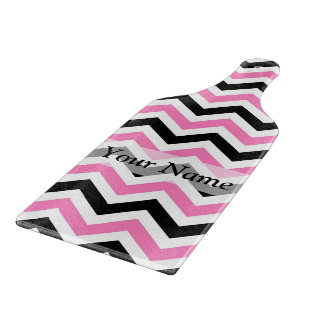 Planche À Découper Motif en chevron rose et noir