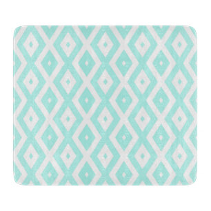 Planche À Découper Motif en diamant Turquoise et blanc